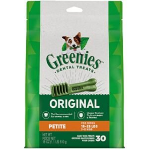 GREENIES Original Petite Natural Dental Care Dog Treats, 18 oz. Pack (30 Treats)