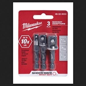 Milwaukee 48-32-5033 Power Drill Bit Extensions Shockwave Socket Adapter Set, 1/4"