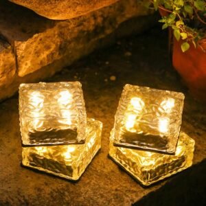 4pcs Solar Led Light Clear Ice Cube Lights Outdoor